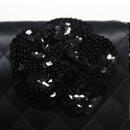 Chanel Camellia Charms Wallet on Chain Silk, BLACK, SATIN, Wallets