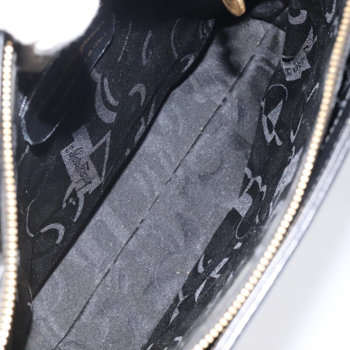 Salvatore Ferragamo Gancini Shoulder Bag Leather, BLACK, LEATHER, Shoulder bag