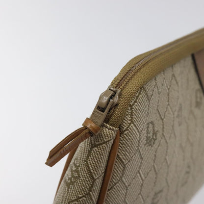 Christian Dior Vintage Honeycomb Zip Pouch Coated Canvas, BEIGE, PVC, Clutche & pouche