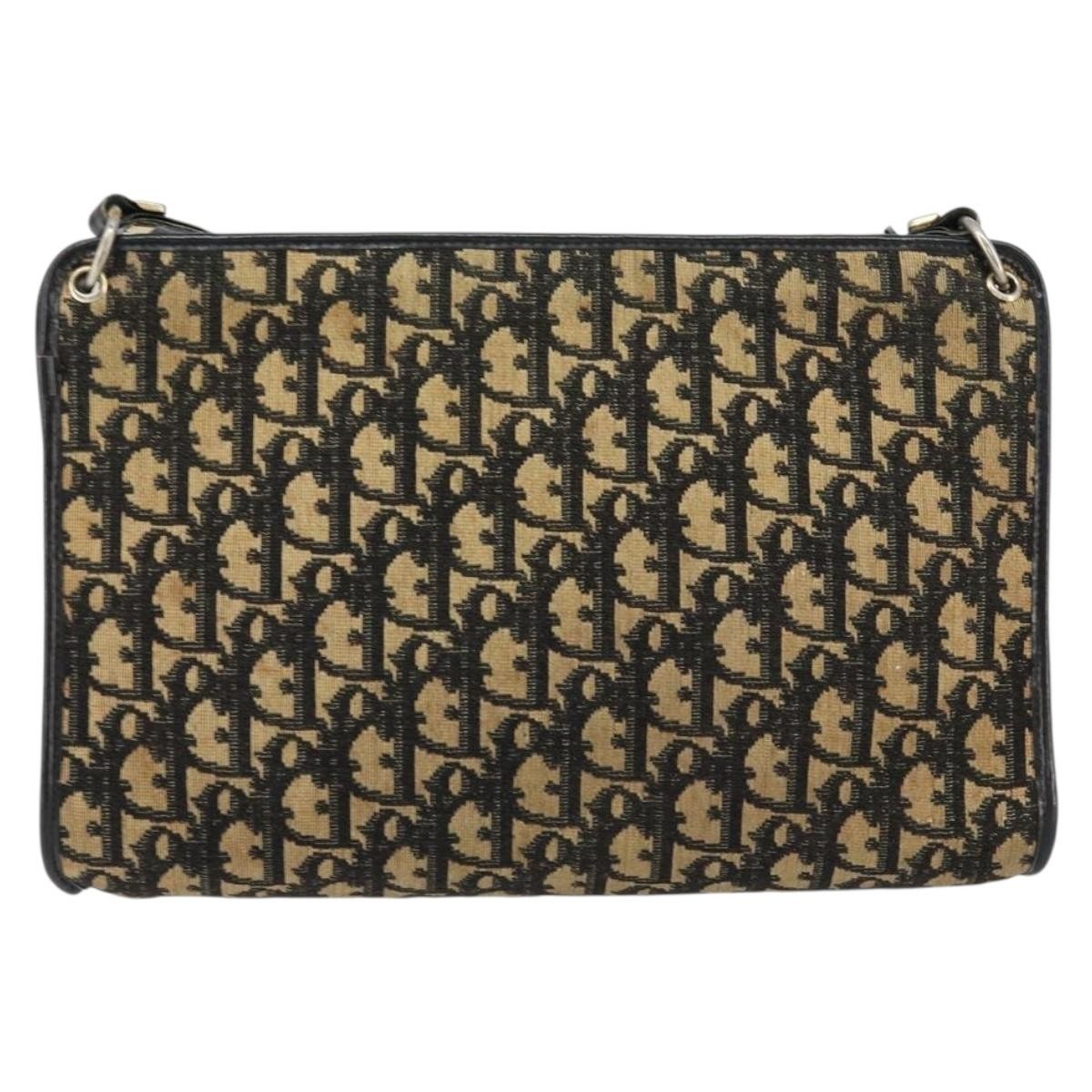 Christian Dior Vintage Trotter Shoulder Bag Canvas, NAVY, CANVAS, Shoulder bag