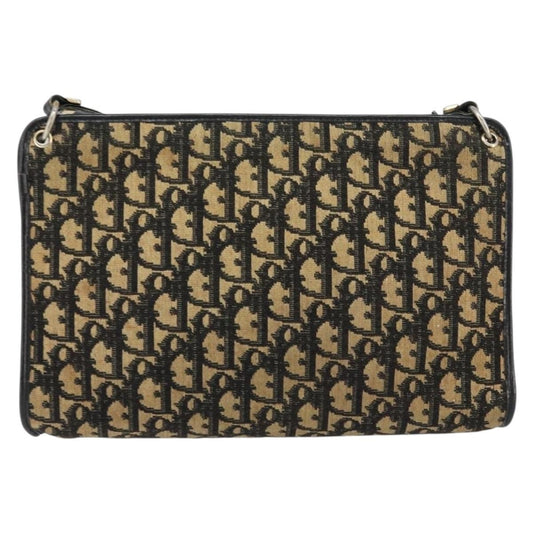 Christian Dior Vintage Trotter Shoulder Bag Canvas, NAVY, CANVAS, Shoulder bag