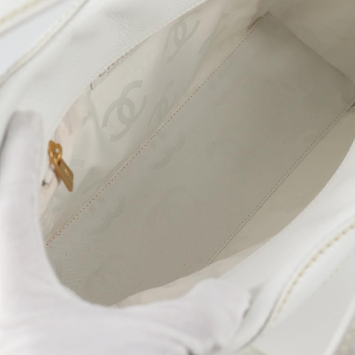 Chanel CC Stitch Tote Caviar, WHITE, LEATHER, Handbag