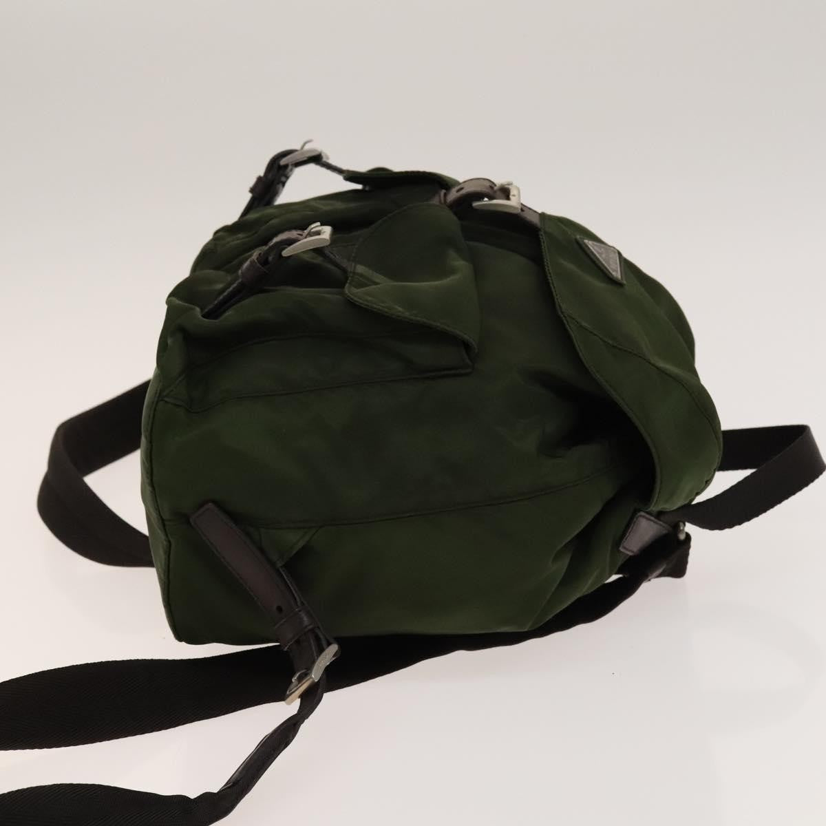 Prada Vela Double Front Pocket Backpack Tessuto with Saffiano Leather, KHAKI, NYLON, Backpack