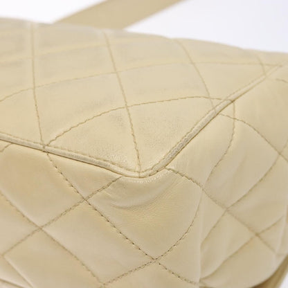 Chanel Vintage CC Flap Crossbody Bag Quilted Lambskin, BEIGE, LEATHER, Shoulder bag