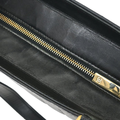 Chanel Chocolate Bar CC Tote Quilted Leather, BLACK, LEATHER, Tote bag
