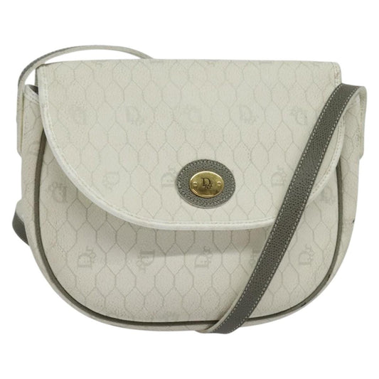 Christian Dior Vintage Honeycomb Flap Crossbody Bag Coated Canvas, WHITE, CANVAS, Crossbody bag