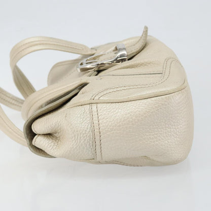 Celine Vintage Buckle Shoulder Bag Leather, WHITE, LEATHER, Shoulder bag