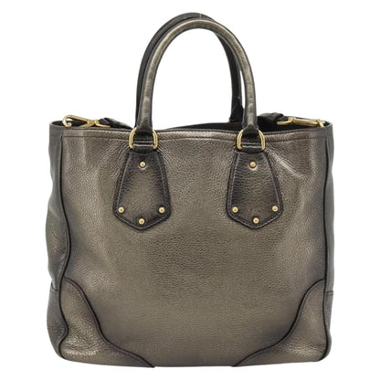 Prada Braided Handle Open Tote Vitello Daino, Gold, Leather, Tote Bag