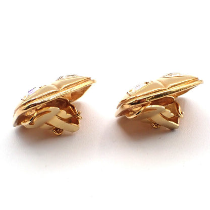 Chanel Vintage CC Diamond Shape Clips-On Earrings Gold-Plated, GOLD, GOLD_PLATED, Earrings