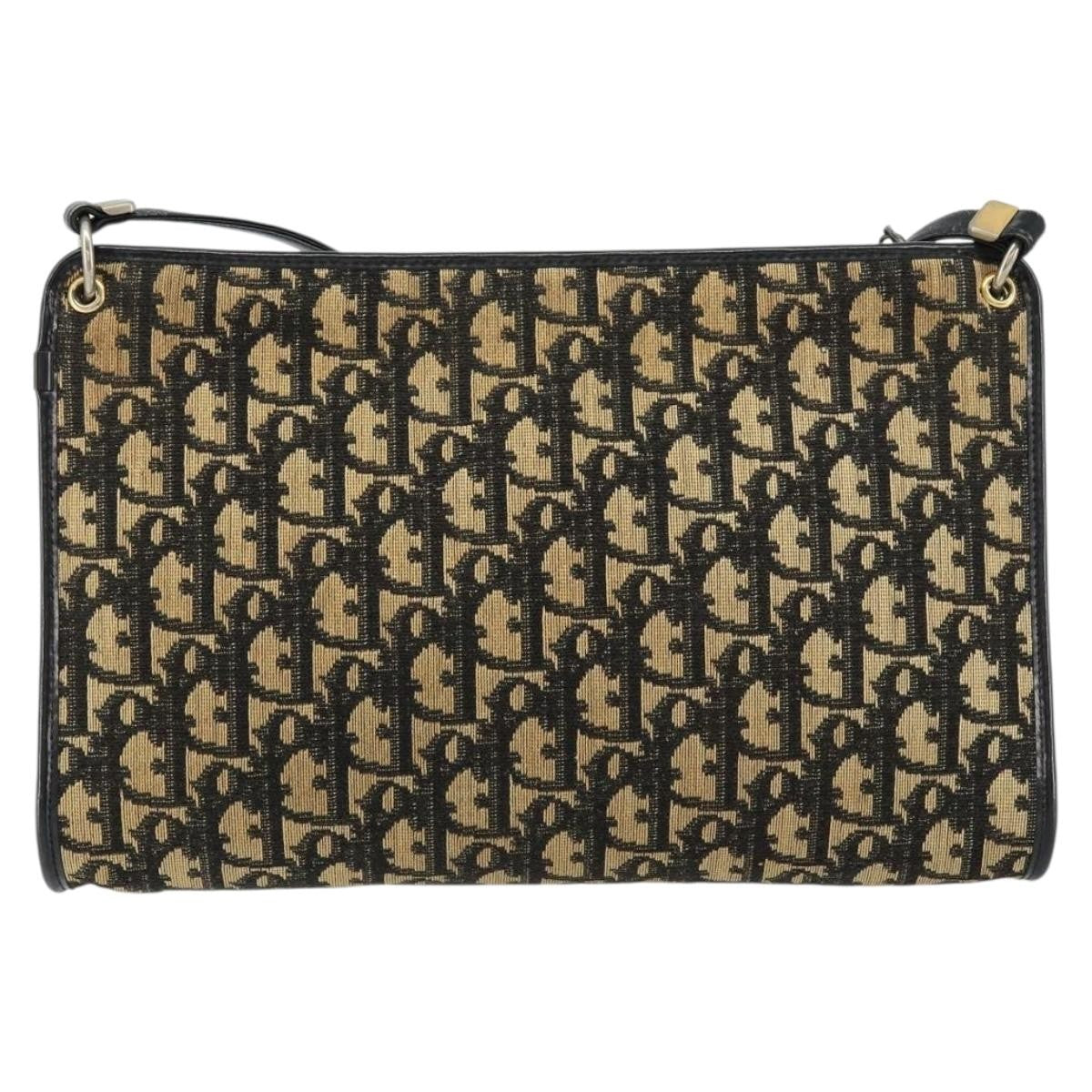 Christian Dior Vintage Trotter Shoulder Bag Canvas, NAVY, CANVAS, Shoulder bag