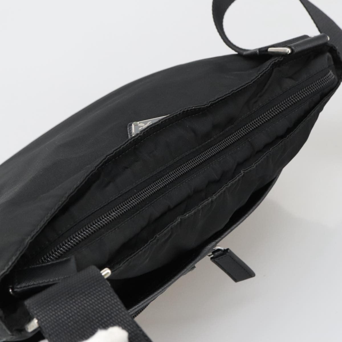 Prada Flat Messenger Bag Tessuto, BLACK, NYLON, Shoulder bag