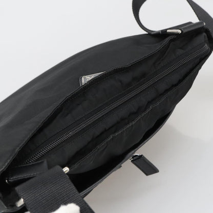 Prada Flat Messenger Bag Tessuto, BLACK, NYLON, Shoulder bag