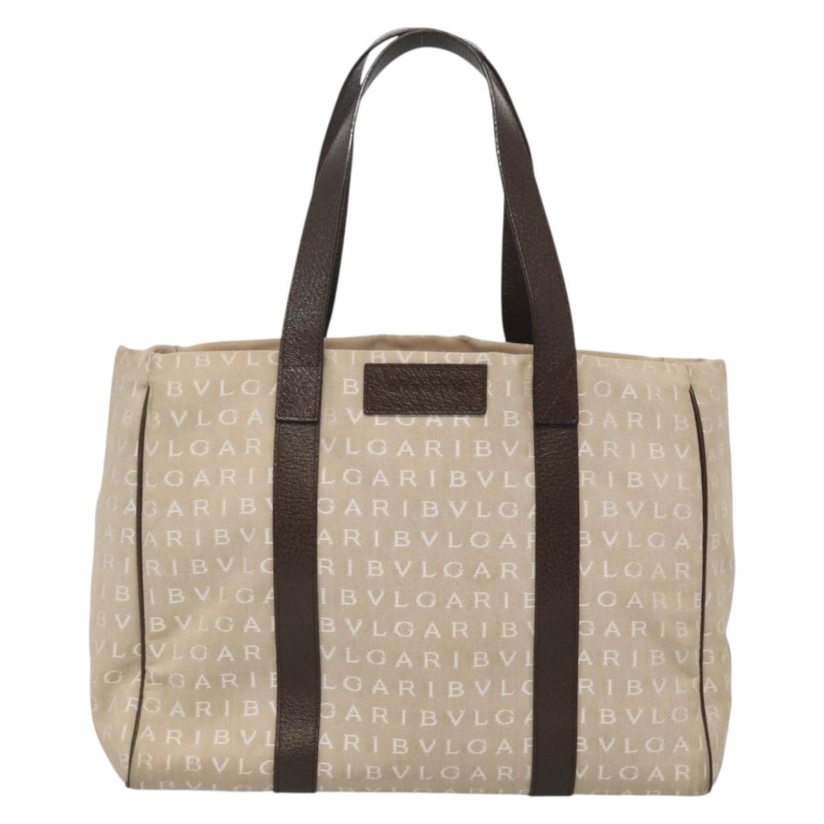 Bvlgari B.Zero1 Logomania Bag Canvas with Leather, BEIGE, CANVAS, Tote bag