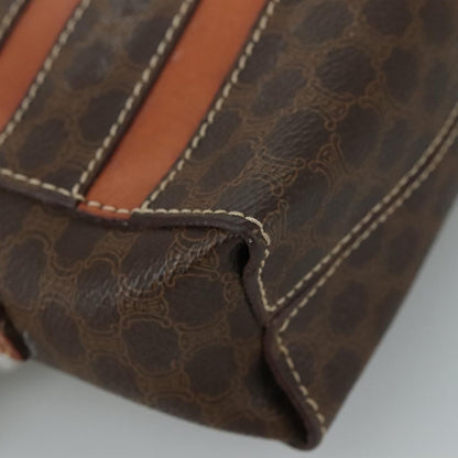 Celine Macadam Shoulder Bag Leather, BROWN, LEATHER, Shoulder bag