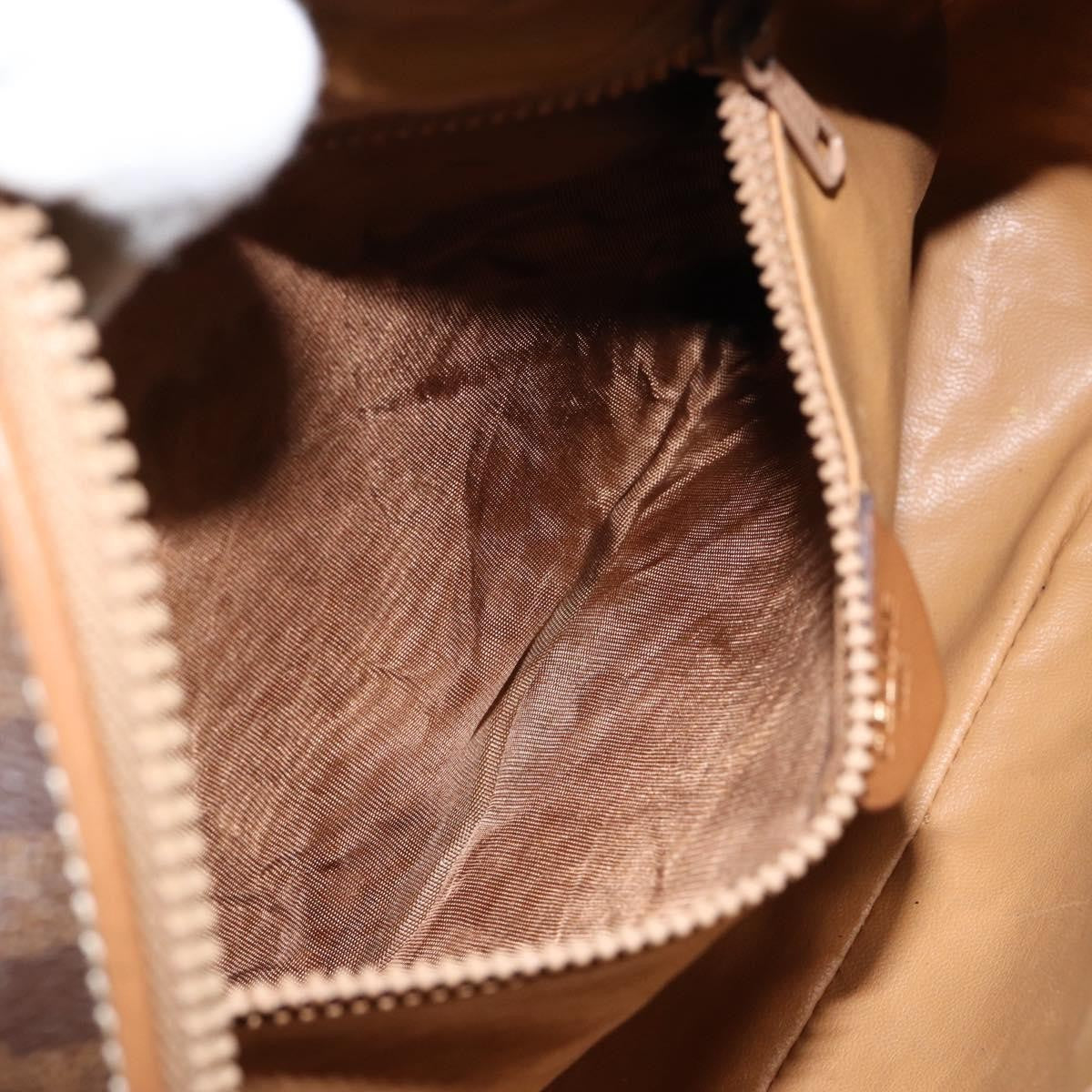 Celine Vintage Macadam Shoulder Bag Canvas and Leather, BROWN, CANVAS, Shoulder bag