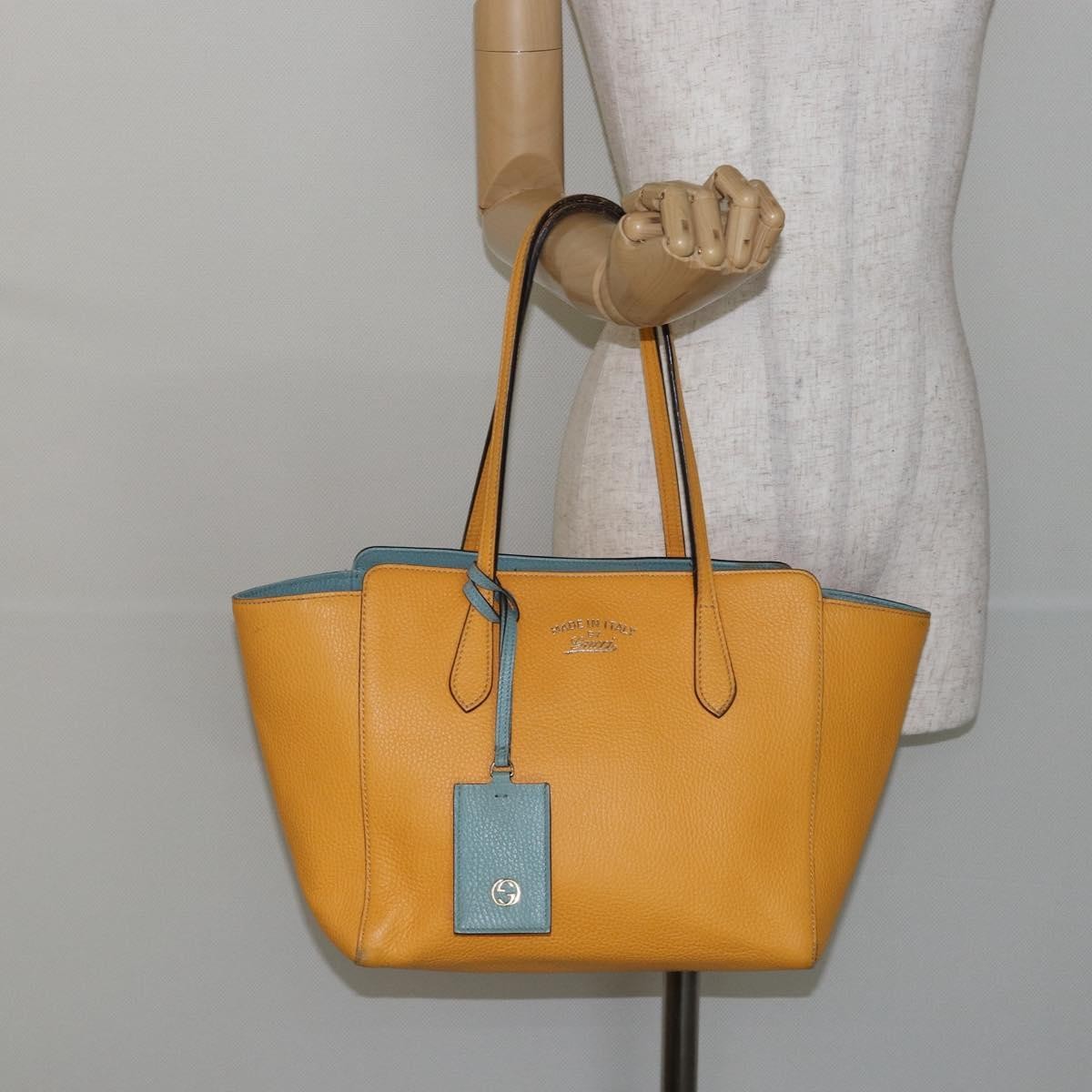 Gucci Swing Tote Leather, YELLOW, LEATHER, Tote bag
