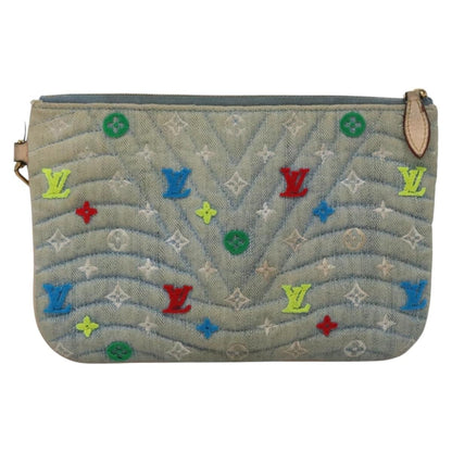 Louis Vuitton New Wave Zipped Pochette Monogram Embroidered Quilted Denim, BLUE, DENIM_JEANS, Clutche & pouche
