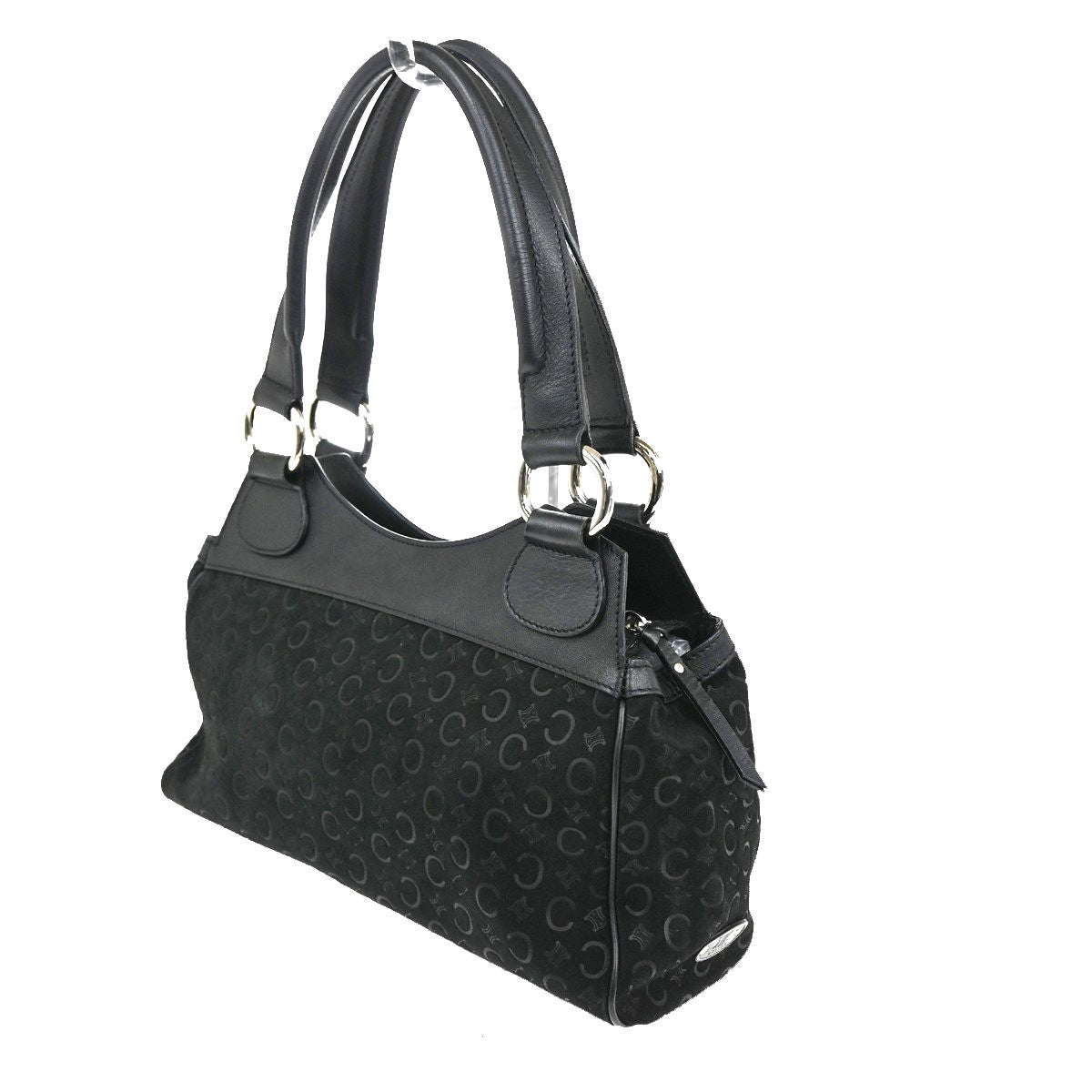 Celine C Macadam Handbag Suede, Black, Suede, Shoulder Bag