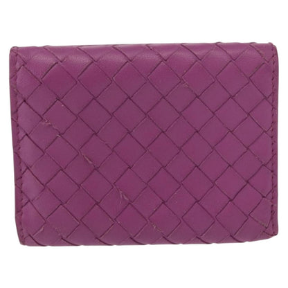 Bottega Veneta Trifold Wallet Intrecciato Leather, PURPLE, LEATHER, Wallets