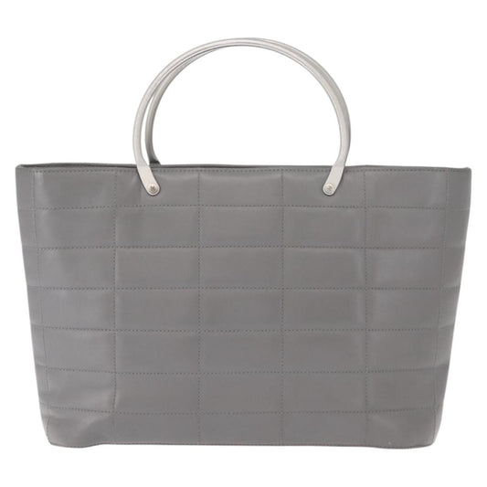 Chanel Vintage Chocolate Bar Metal Ring Tote Quilted Lambskin, GRAY, LEATHER, Tote bag