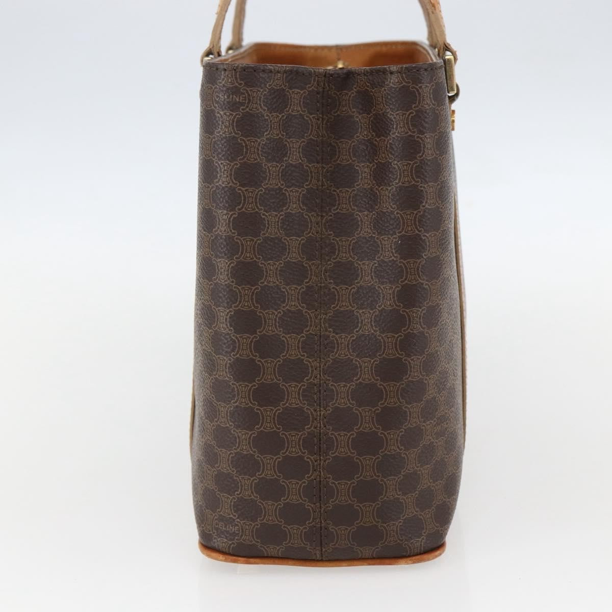 Celine Vintage Macadam Handbag Canvas and Leather, BROWN, CANVAS, Handbag