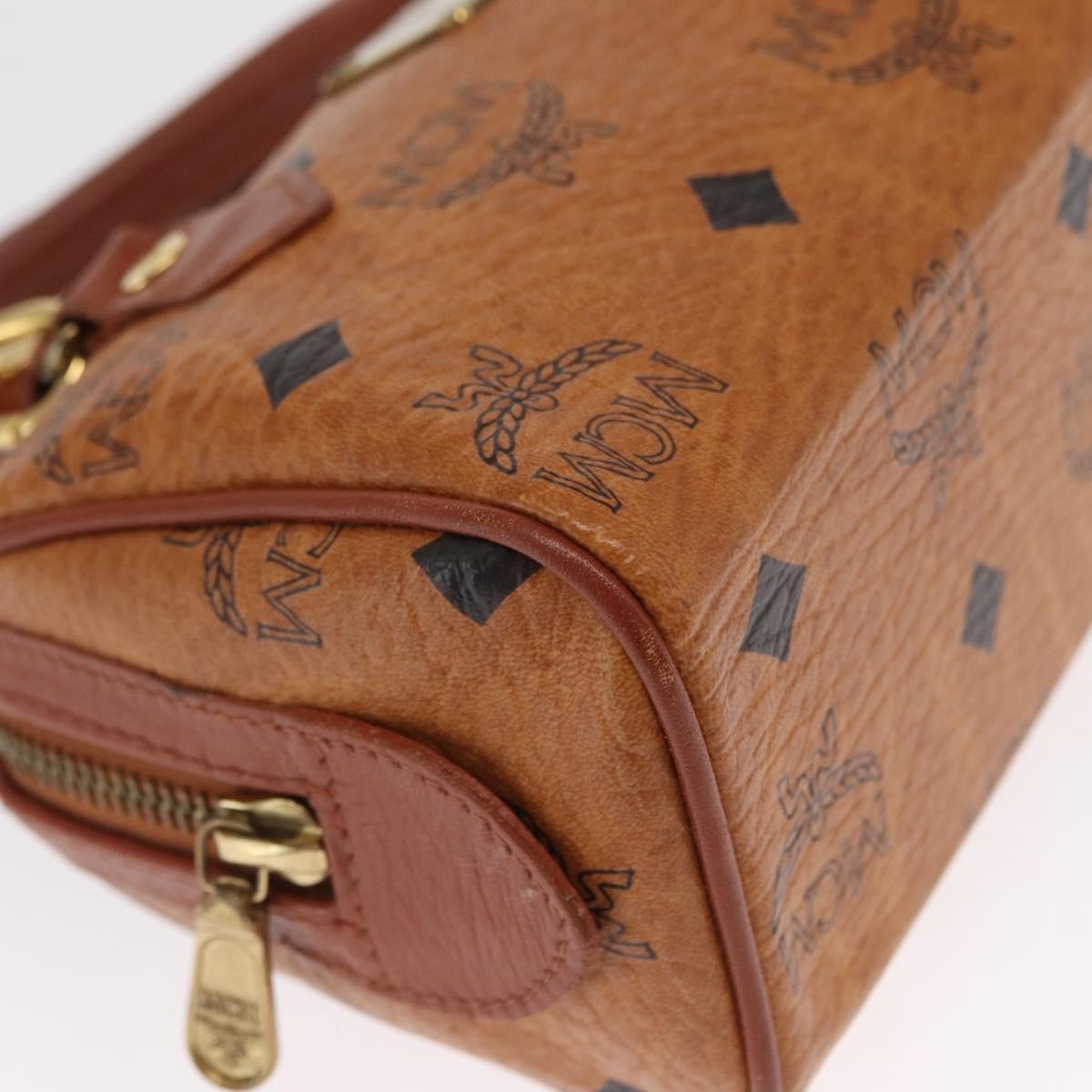 MCM Visetos Handbag Canvas and Leather, Brown, Canvas, Handbag