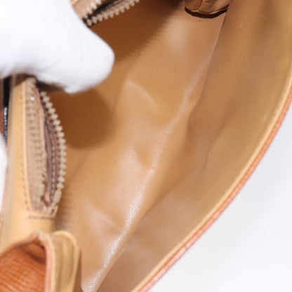 Celine Circle logo Leather, BROWN, LEATHER, Shoulder bag