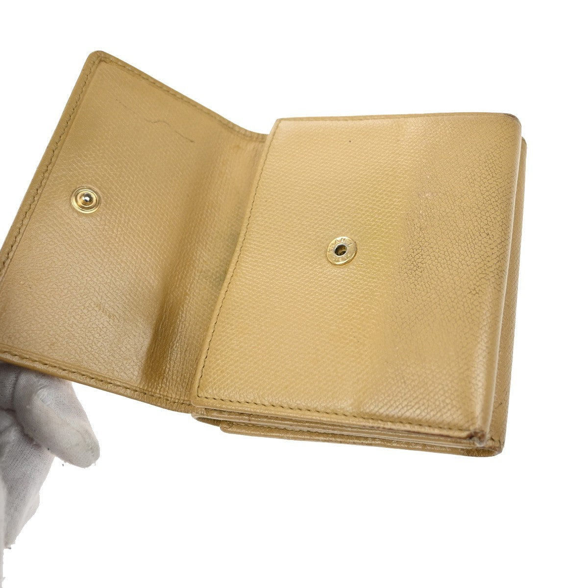 Chanel CC Trifold Flap Wallet Leather, BEIGE, LEATHER, Wallets