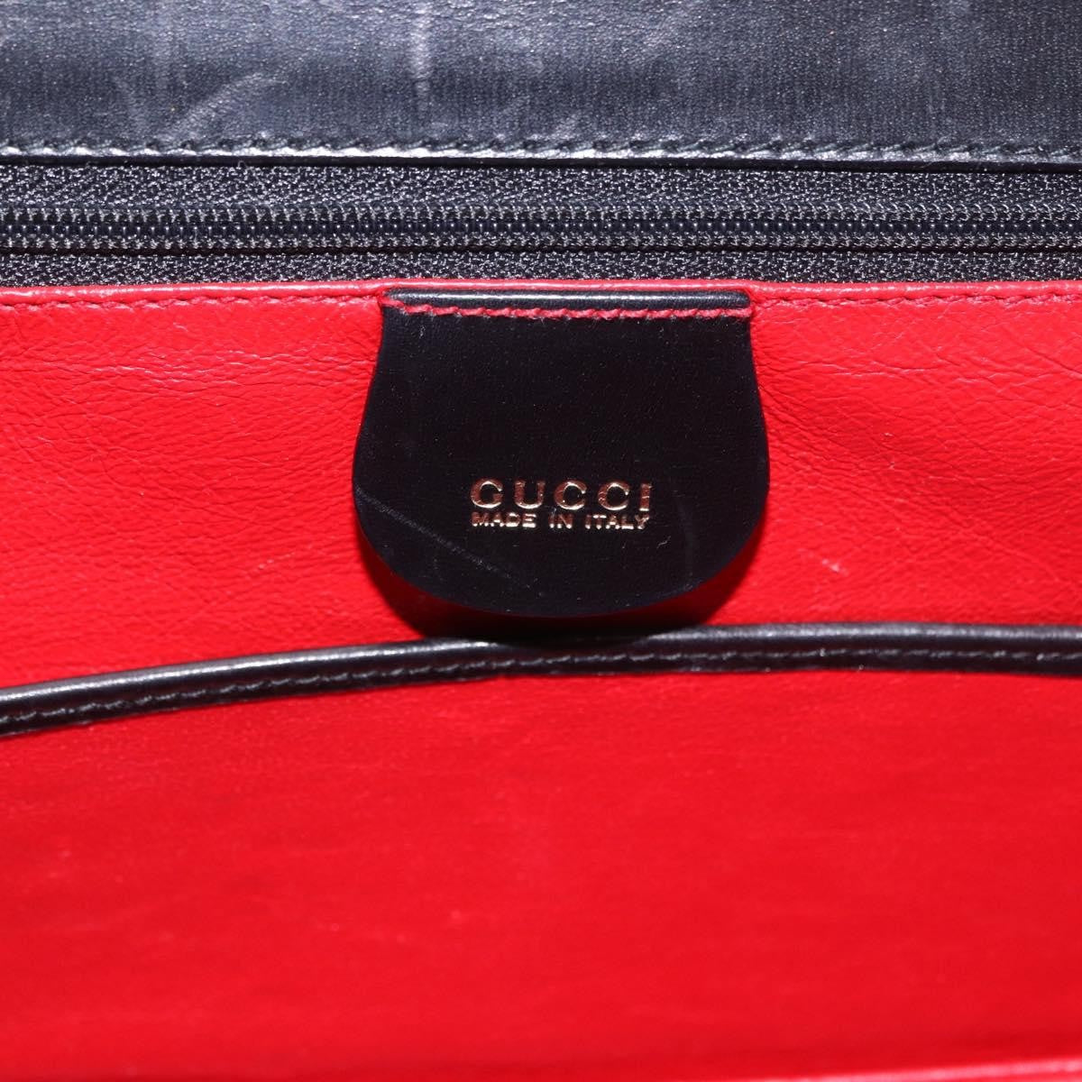 Gucci Vintage Convertible Bamboo Top Handle Bag Leather, Black, Leather, Handbag