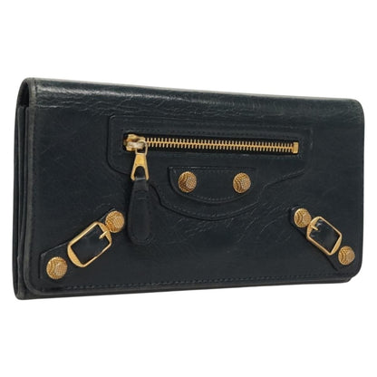 Balenciaga Giant Money Flap Wallet Leather, NAVY, LEATHER, Wallets