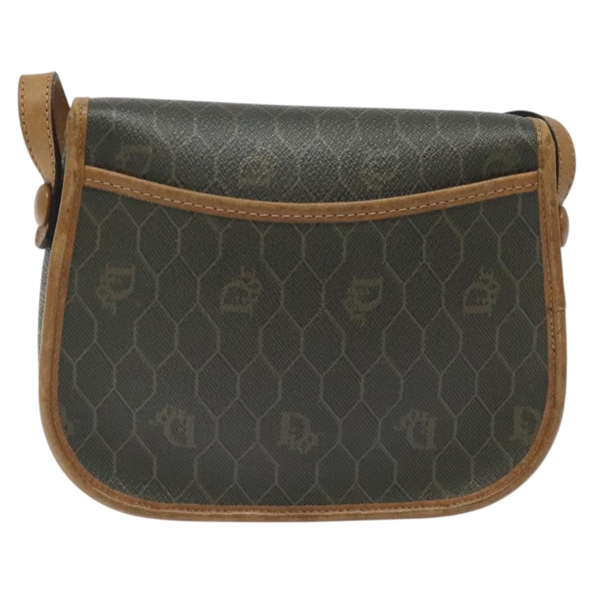 Christian Dior Vintage Honeycomb Flap Crossbody Bag Coated Canvas, BROWN, CANVAS, Crossbody bag