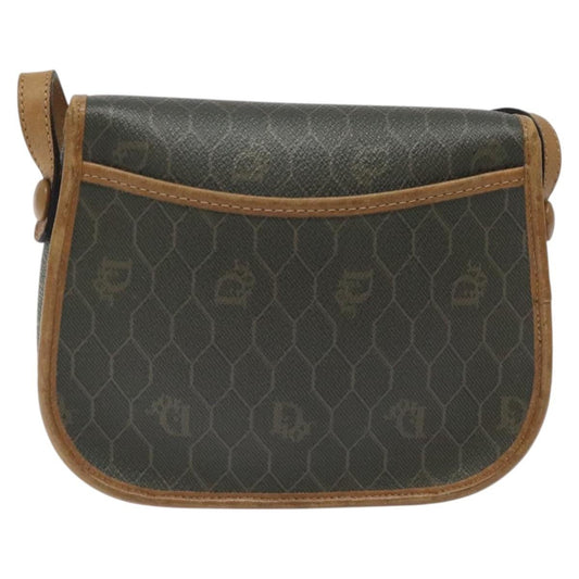Christian Dior Vintage Honeycomb Flap Crossbody Bag Coated Canvas, BROWN, CANVAS, Crossbody bag
