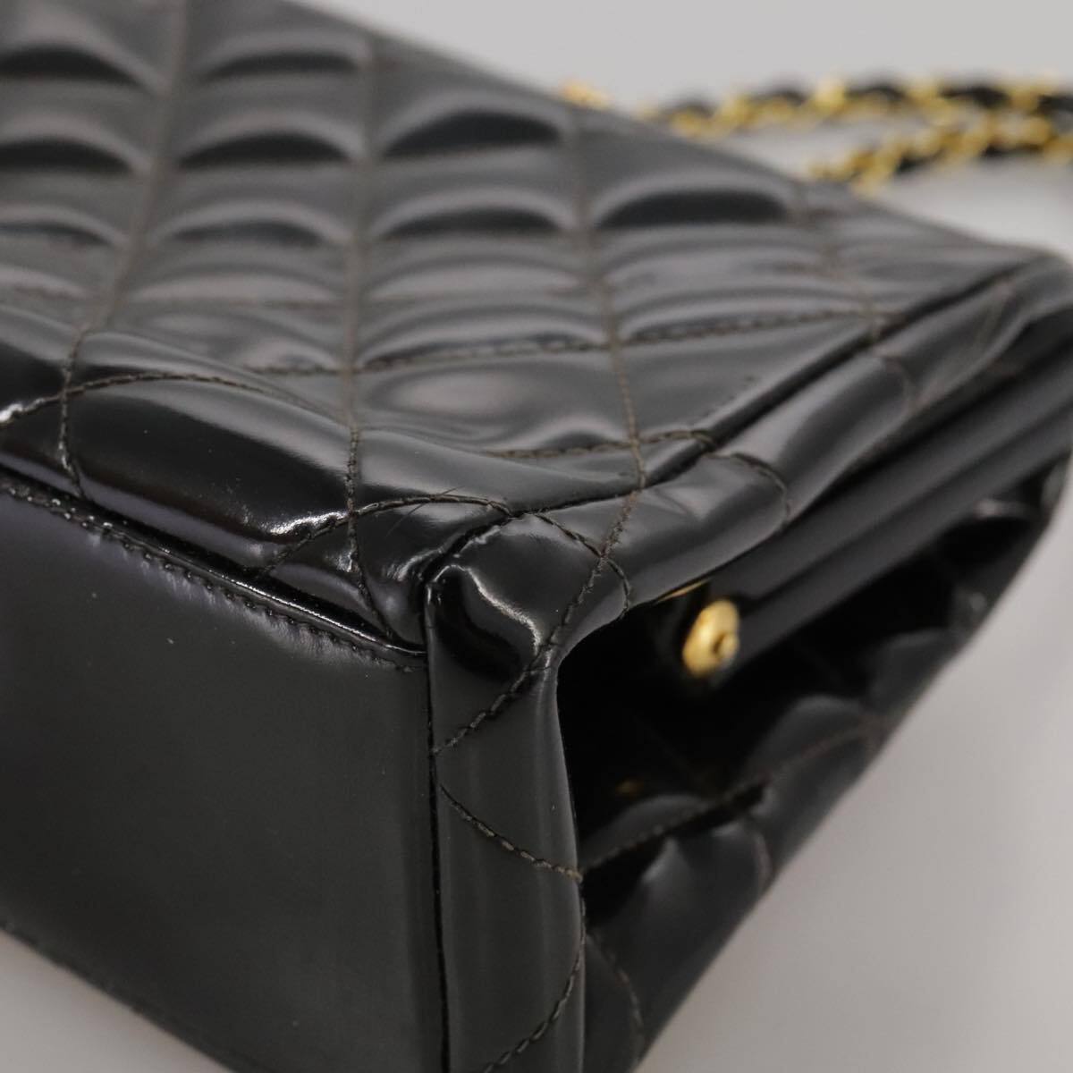 Chanel Vintage Chain Frame Bag Quilted Patent, BLACK, PATENT_LEATHER, Handbag
