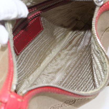 Prada Logo Zip Crossbody Bag Canvas, BEIGE, CANVAS, Shoulder bag