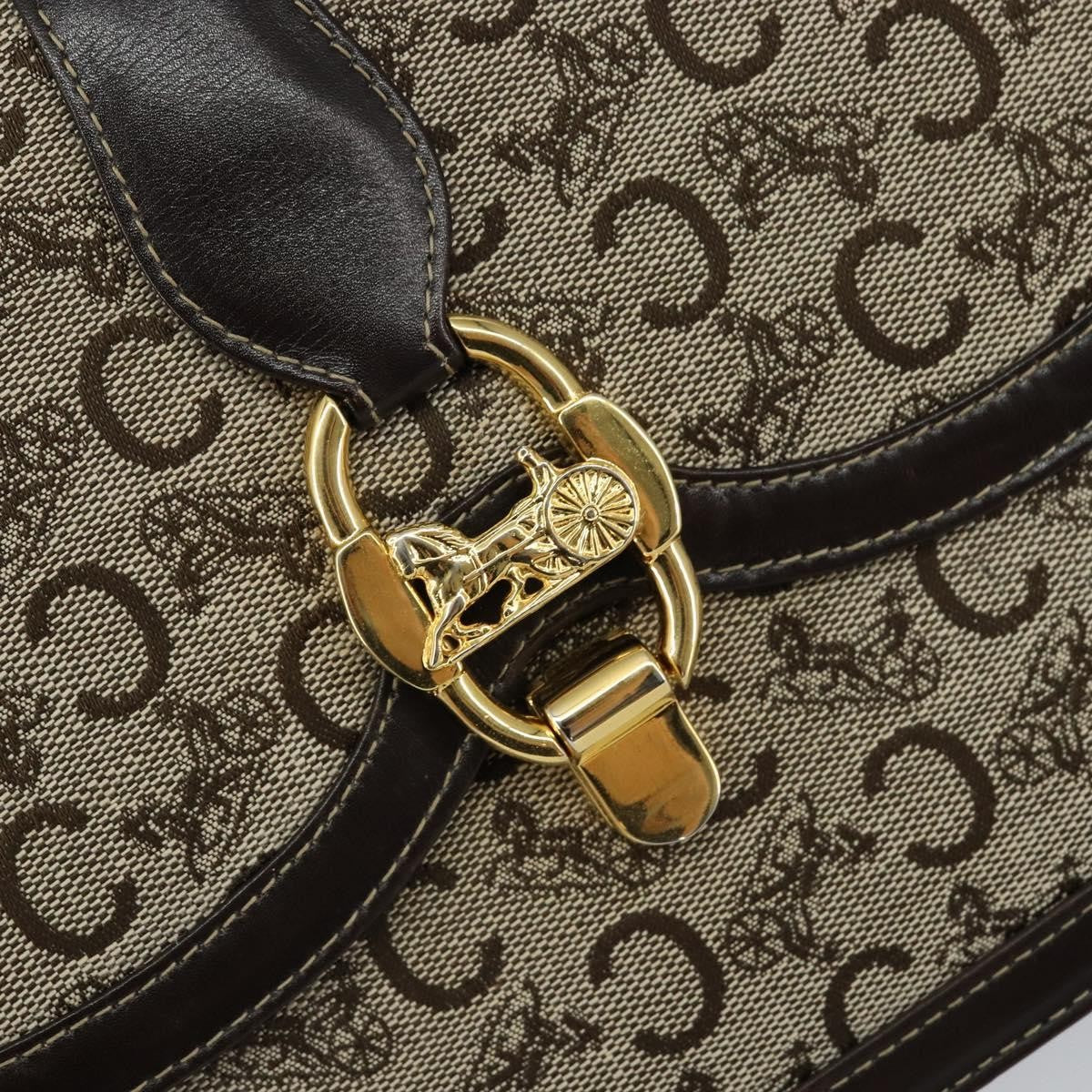 Celine C Sulky Shoulder bag Canvas and Leather, BROWN, CANVAS, Shoulder bag