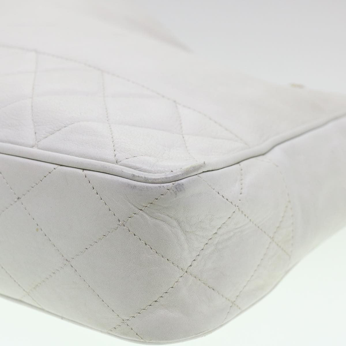 Chanel Vintage Shopping Tote Lambskin, WHITE, LEATHER, Shoulder bag