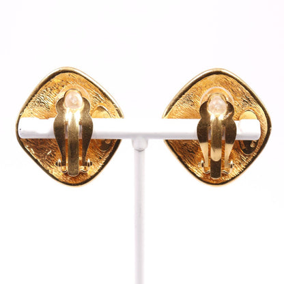 Chanel CC Rhombus Clip-On Earrings Metal, GOLD, GOLD_PLATED, Earrings