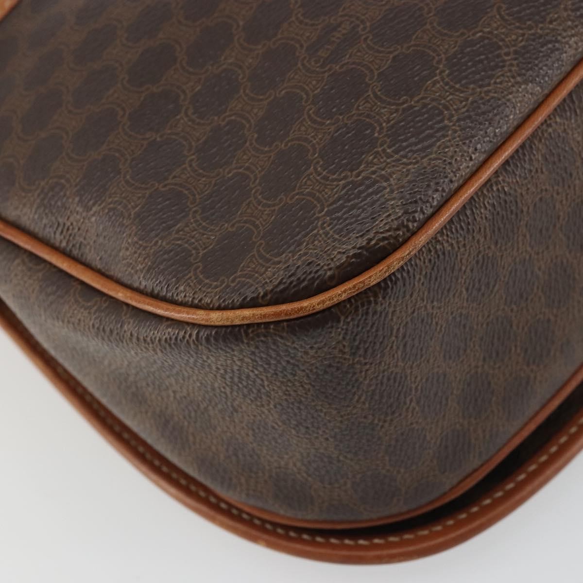 Celine Vintage Macadam Shoulder Bag Canvas and Leather, Brown, Canvas, Shoulder Bag