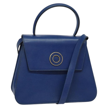 Celine Vintage Circle Logo Crossbody Bag Leather, BLUE, LEATHER, Crossbody bag