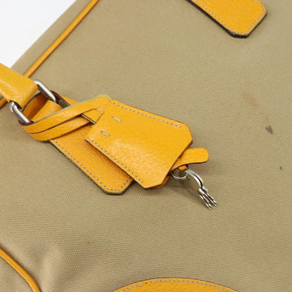 Prada Bowler Bag Canvas with Leather, BEIGE, CANVAS, Handbag