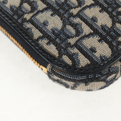 Christian Dior 30 Montaigne Phone Holder on Chain Oblique Canvas, NAVY, CANVAS, Clutche & pouche