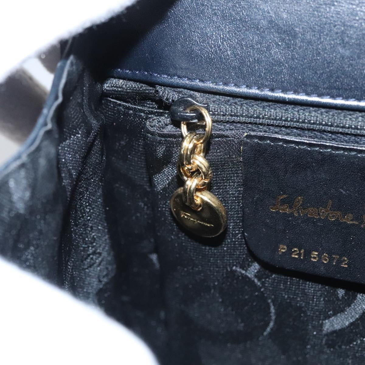 Salvatore Ferragamo Gancini handbag Leather, BLACK, LEATHER, Handbag