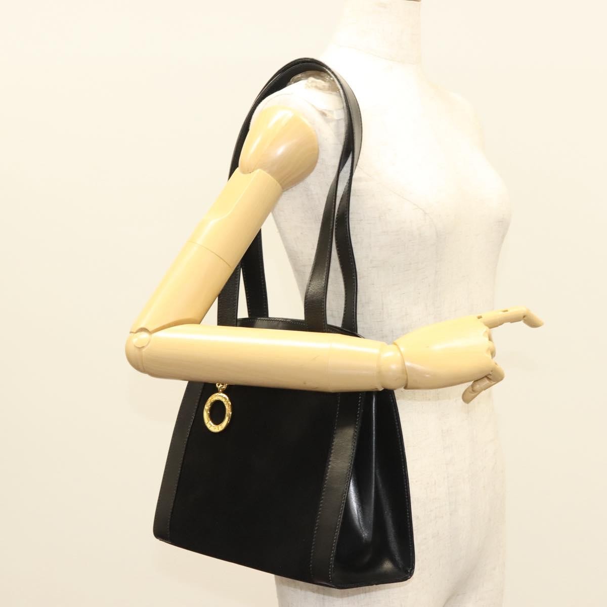 Celine Shoulder Bag Suede and leather, BLACK, SUEDE, Shoulder bag
