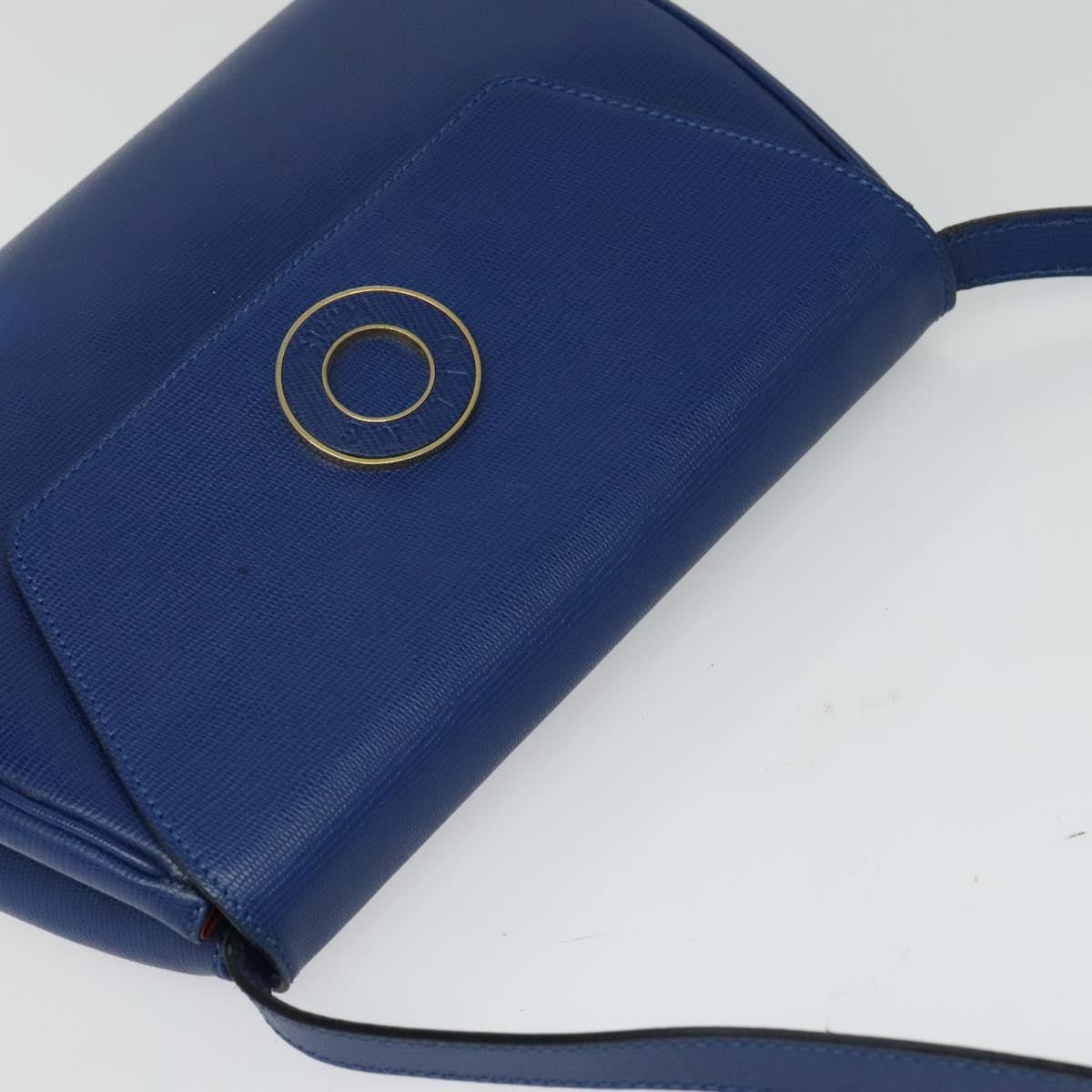 Celine Vintage Circle Logo Crossbody Bag Leather, BLUE, LEATHER, Crossbody bag