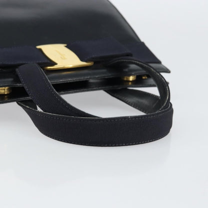 Salvatore Ferragamo Convertible Vara Bow Tote Leather, NAVY, LEATHER, Handbag