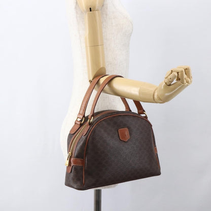 Celine Vintage Macadam Handbag Canvas and Leather, BROWN, CANVAS, Handbag