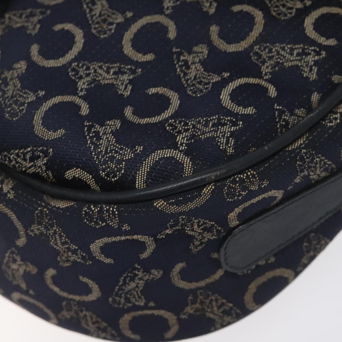 Celine C Sulky Shoulder bag Canvas and Leather, NAVY, CANVAS, Shoulder bag