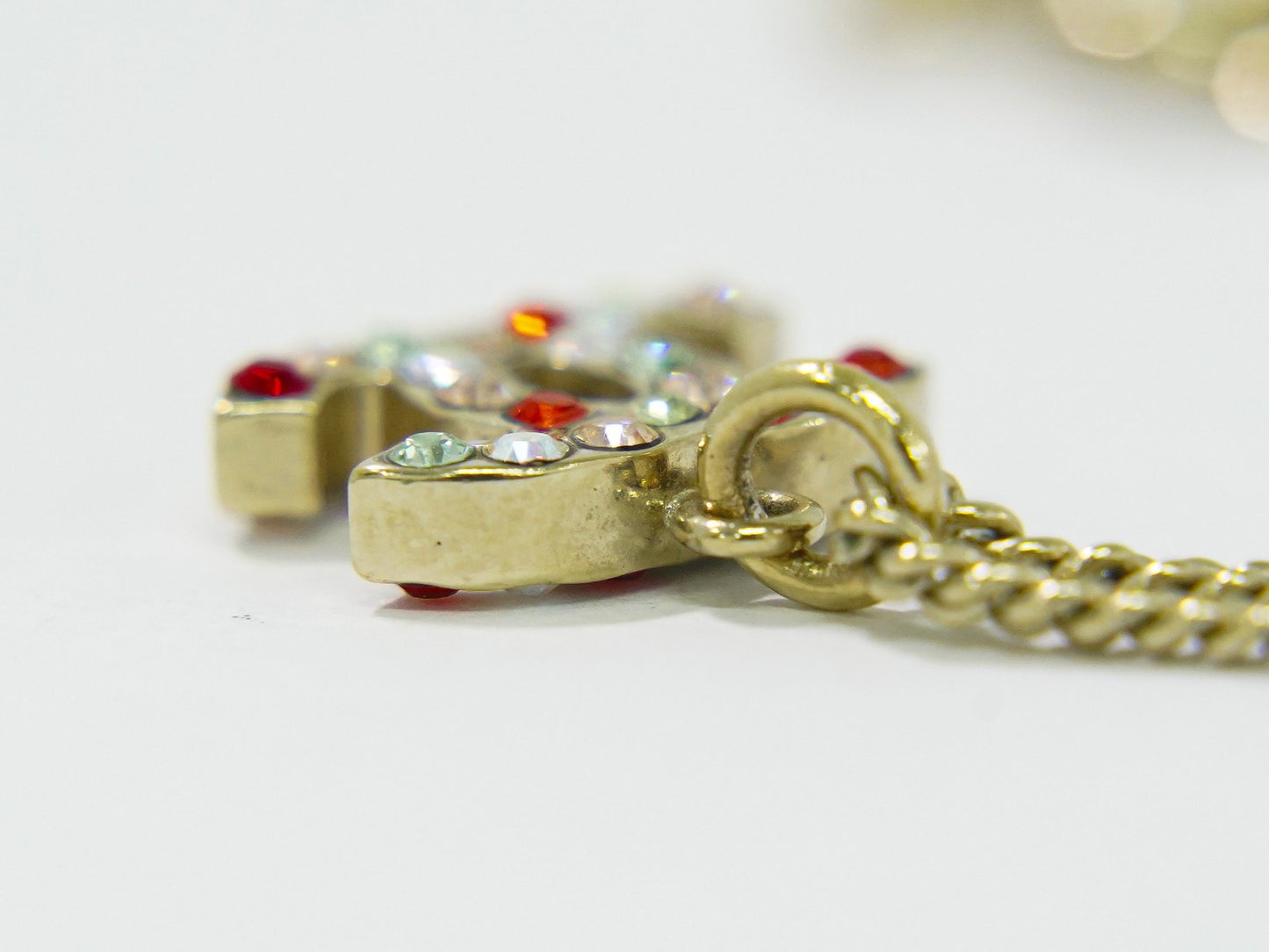 Chanel Rainbow CC Pendant Necklace Metal and Crystals, GOLD, GOLD_PLATED, Necklace