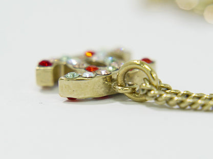 Chanel Rainbow CC Pendant Necklace Metal and Crystals, GOLD, GOLD_PLATED, Necklace