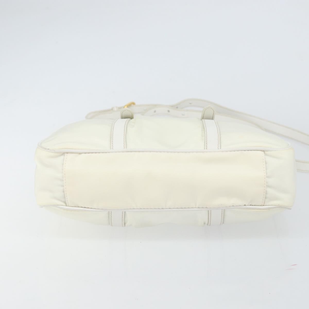 Prada Vintage Tote Tessuto with Leather, WHITE, NYLON, Tote bag